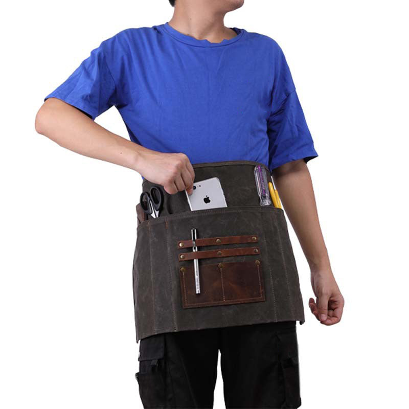 Waxed Canvas Gardening Apron Multifunction Craftsman Apron Retro Waterproof Apron YD5790