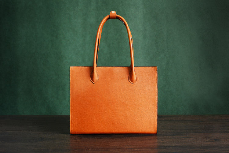 100% Handmade Italian Vegetable Tanned Leather Tote Bag, Shoulder Bag, Lady Shopper Bag D010