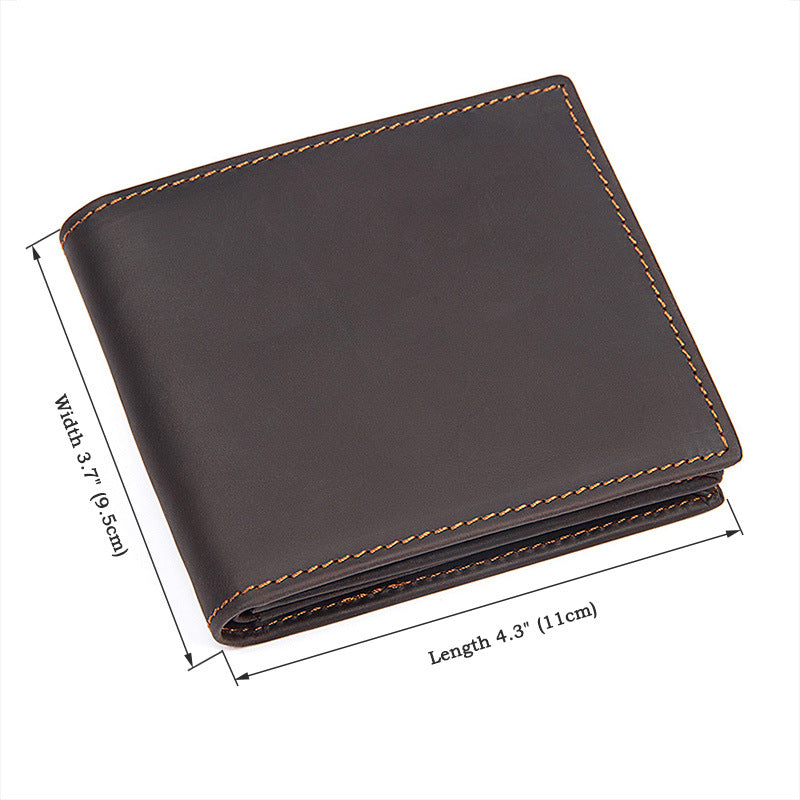 Handmade  Leather Wallet, Wallet Cryptocurrency Wallet Rfid Man Short Wallet 8054