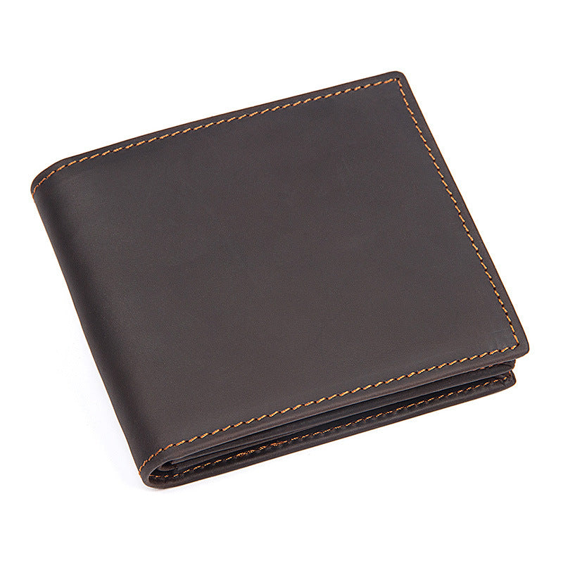 Handmade  Leather Wallet, Wallet Cryptocurrency Wallet Rfid Man Short Wallet 8054