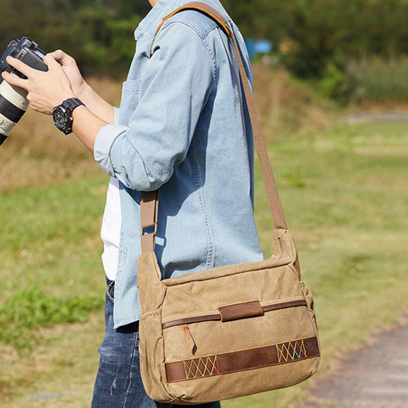 Waterproof Canvas Messenger Bag DSLR Camera Shoulder Bag Canvas Camera Bag QSM3037