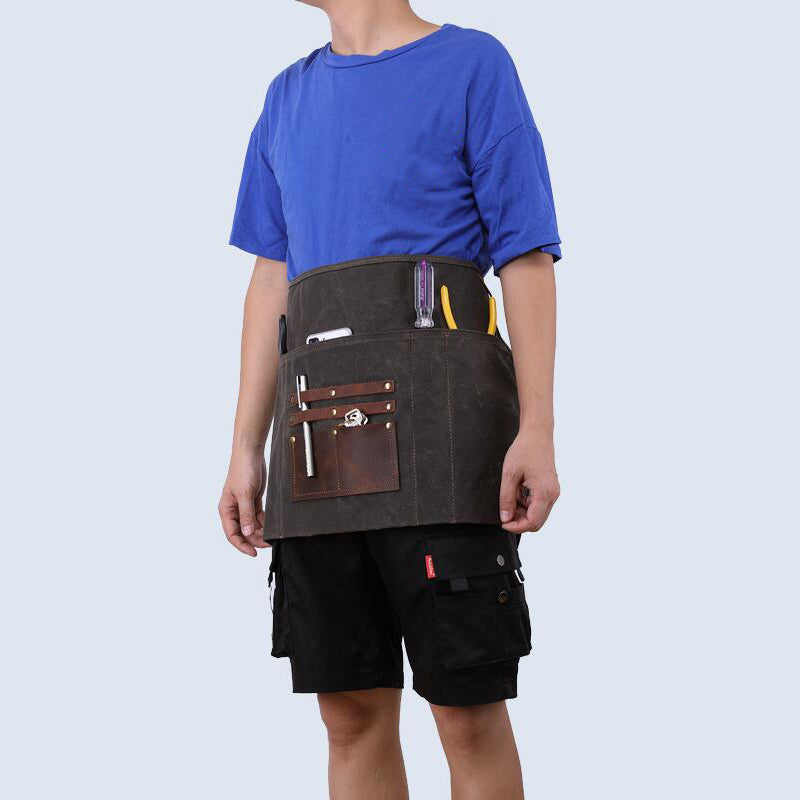 Waxed Canvas Gardening Apron Multifunction Craftsman Apron Retro Waterproof Apron YD5790