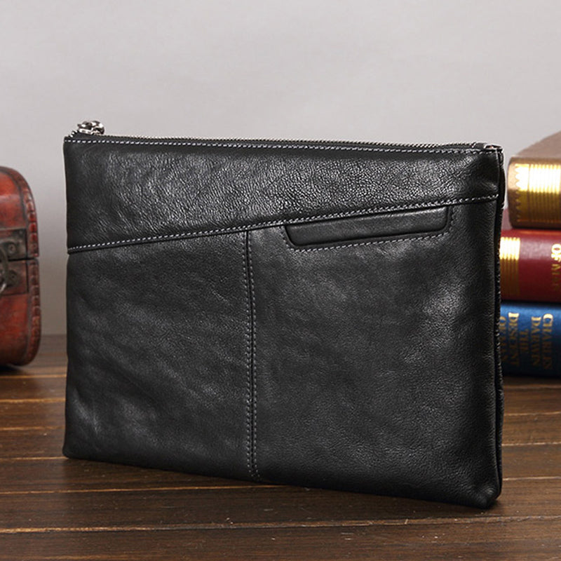 Full Grain Leather Men Clutch Men Handmade Envelope Clutch Retro Wrist Bag V171290