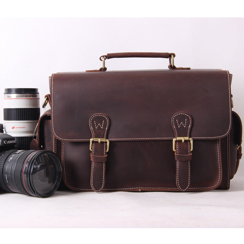 Vintage Genuine Leather DSLR Camera Bag SLR Camera Bag Briefcase Leather Camera Bag 6919