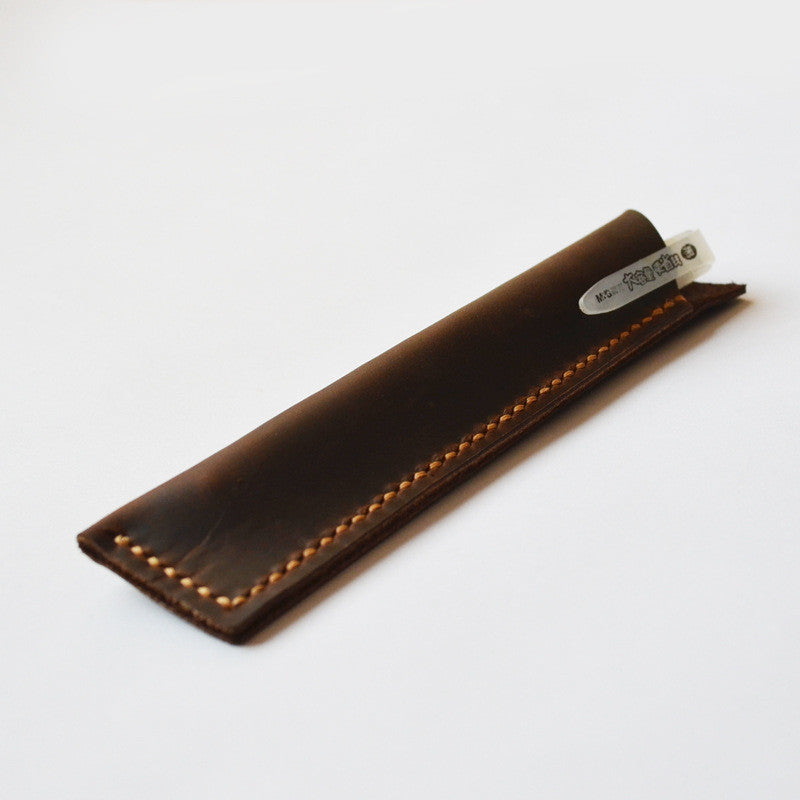 Hand Stitched Genuine Natural Leather Pen Holder, Leather Pen Case D02